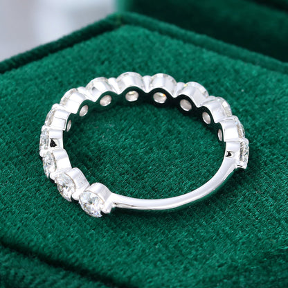 0.583 TCW Round Half Eternity Moissanite Wedding Band