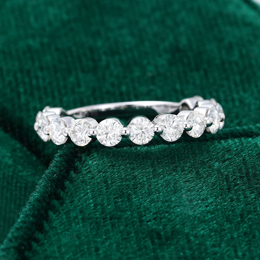 0.583 TCW Round Half Eternity Moissanite Wedding Band