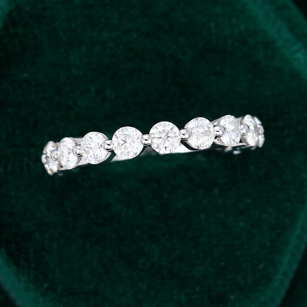 0.583 TCW Round Half Eternity Moissanite Wedding Band