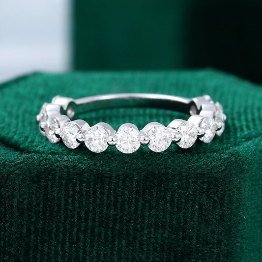 0.583 TCW Round Half Eternity Moissanite Wedding Band