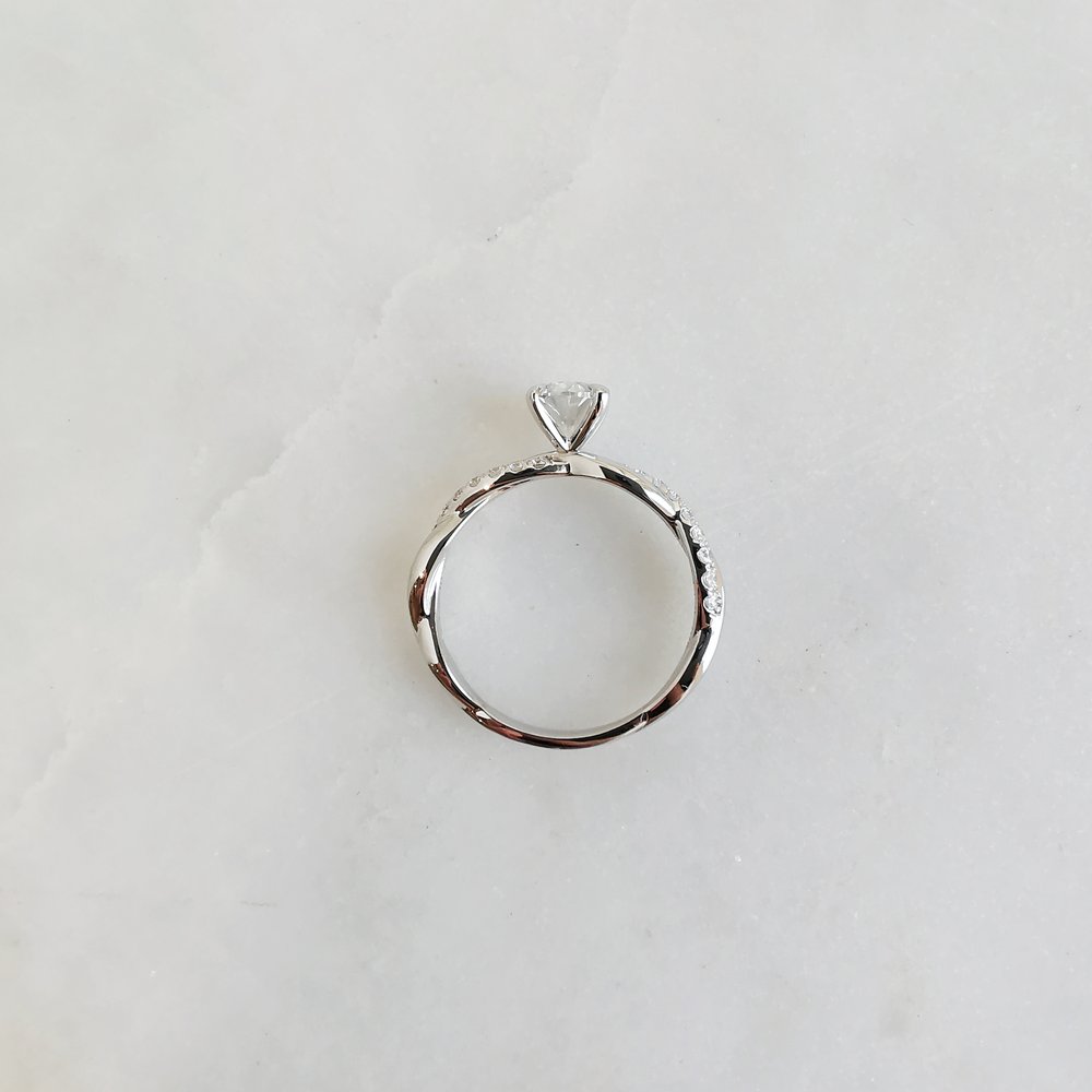 1 CT Oval Criss Cross Pave Moissanite Engagement Ring
