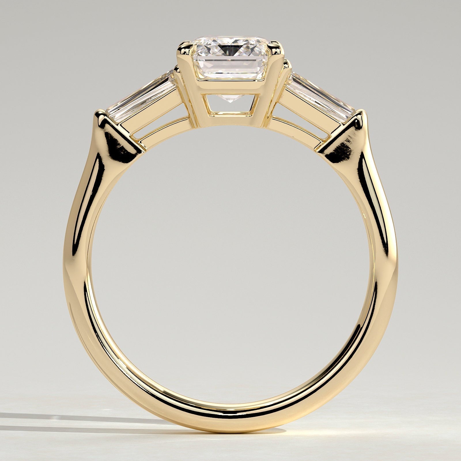 2 CT Emerald Three Stone Moissanite Engagement Ring