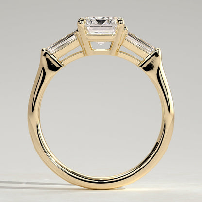 2 CT Emerald Three Stone Moissanite Engagement Ring