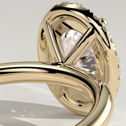 2 CT Oval Halo Moissanite Engagement Ring