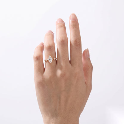 0.5 CT Marquise Dainty Pave Moissanite Engagement Ring