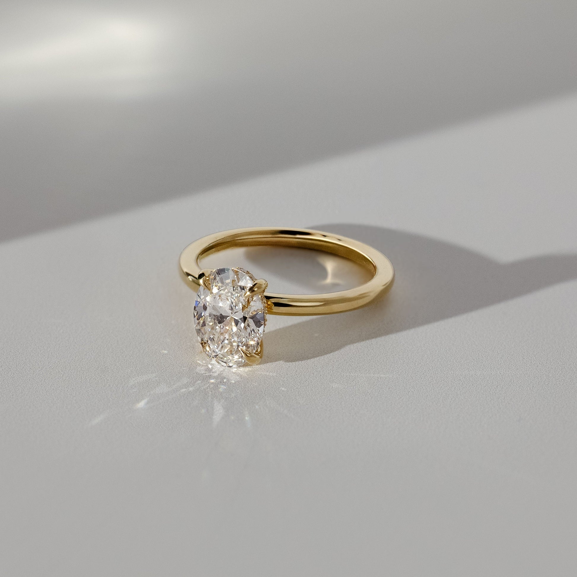 2 CT Oval Hidden Halo Moissanite Engagement Ring
