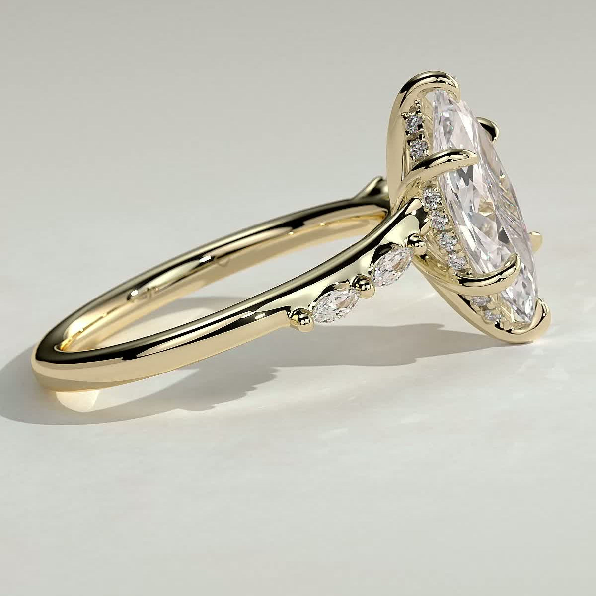 2 CT Marquise Pave Moissanite Engagement Ring