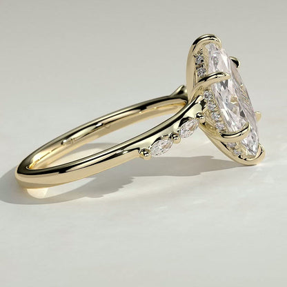 2 CT Marquise Pave Moissanite Engagement Ring