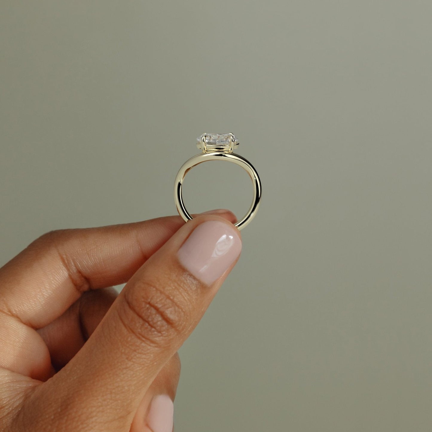 2 CT Oval Solitaire Wave Band Moissanite Engagement Ring