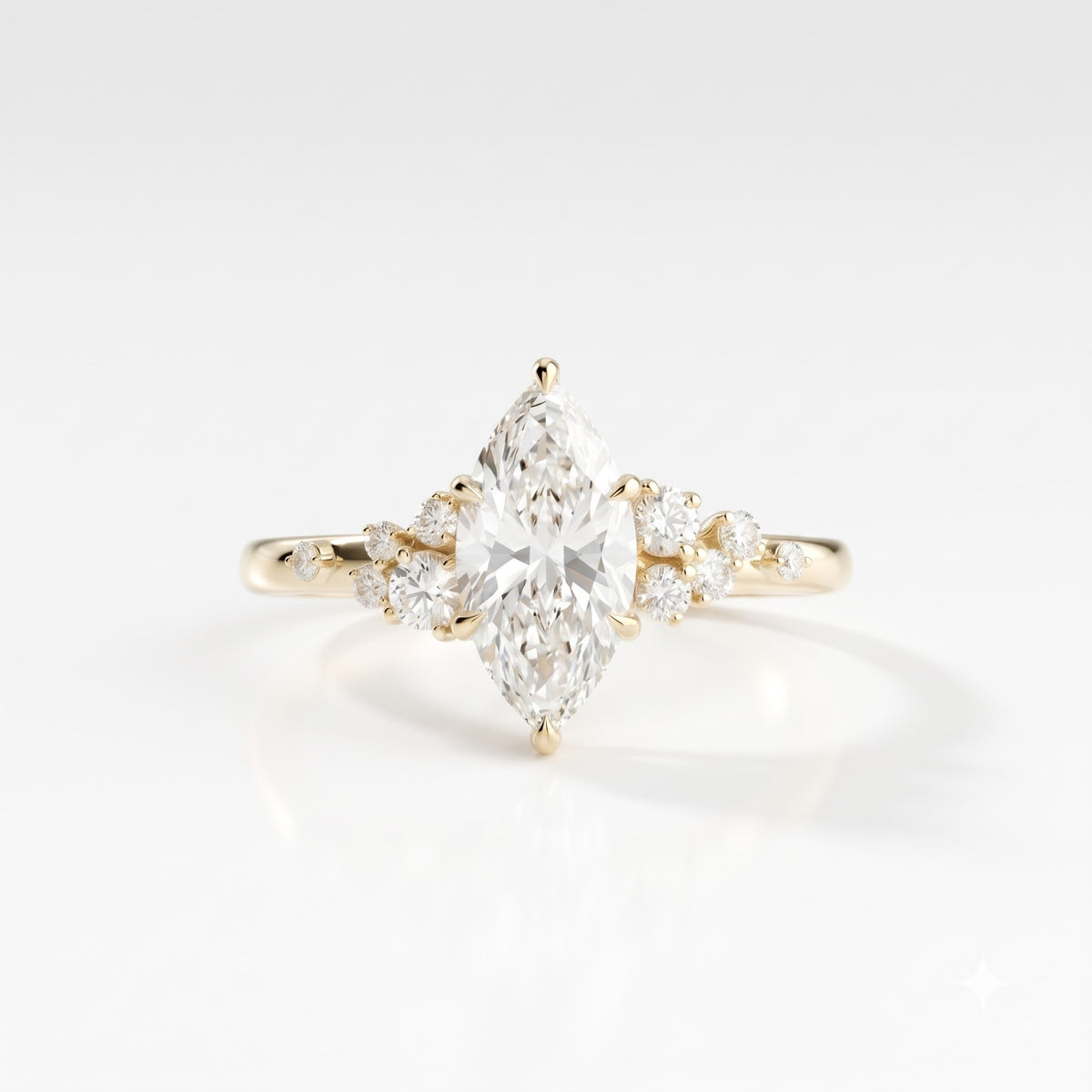 1.25 CT Marquise Cluster Moissanite Engagement Ring