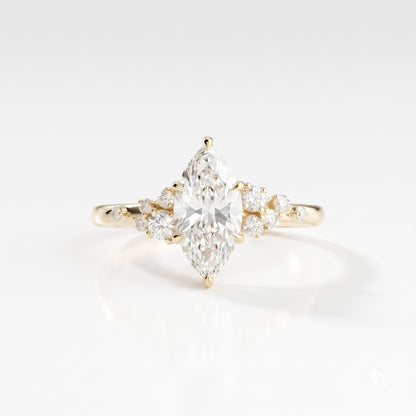 1.25 CT Marquise Cluster Moissanite Engagement Ring