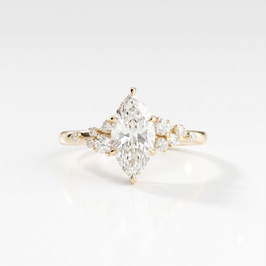 1.25 CT Marquise Cluster Moissanite Engagement Ring