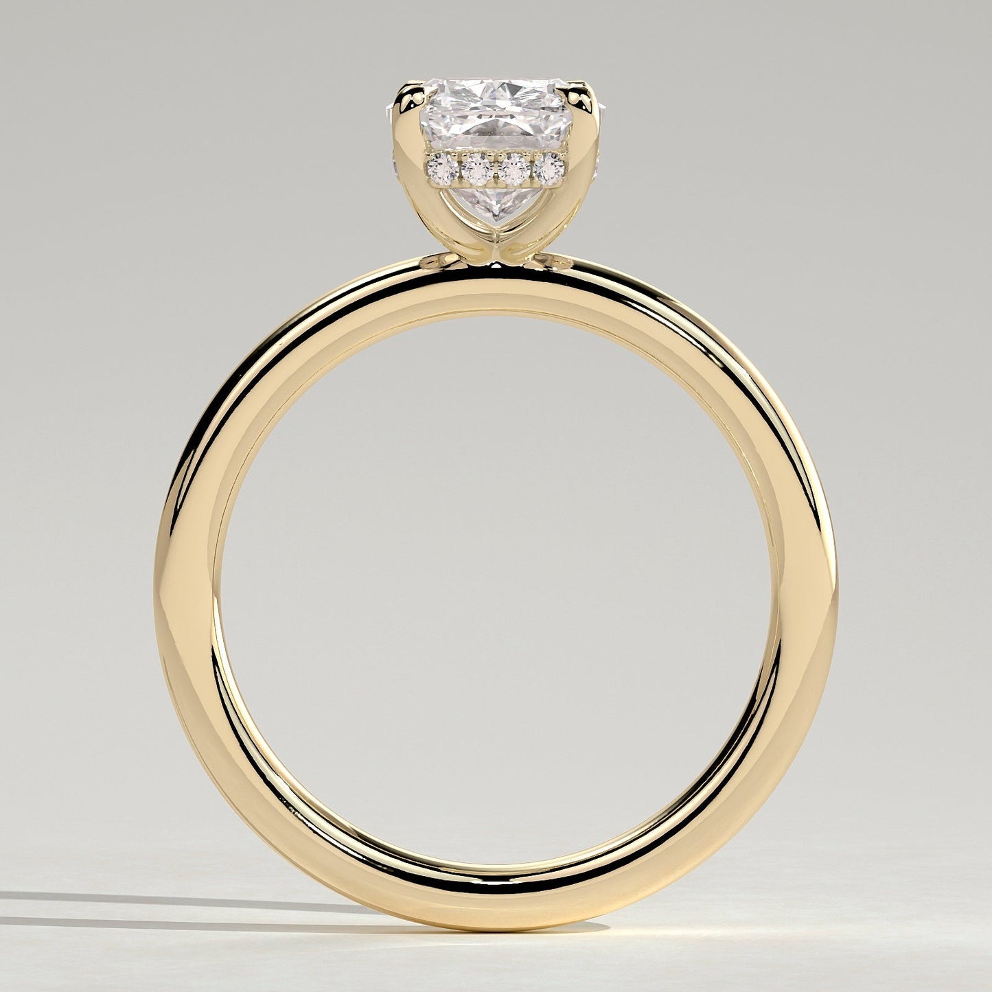 2 CT Elongated Cushion Hidden Halo Moissanite Engagement Ring