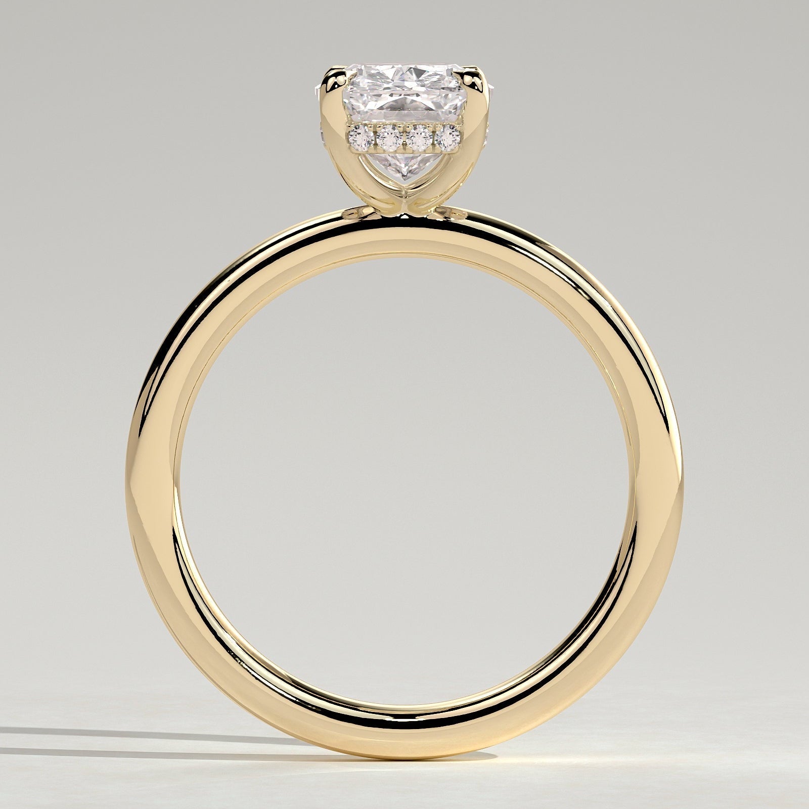 2 CT Elongated Cushion Hidden Halo Moissanite Engagement Ring