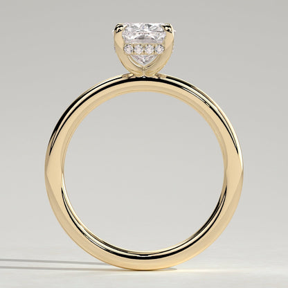 2 CT Elongated Cushion Hidden Halo Moissanite Engagement Ring
