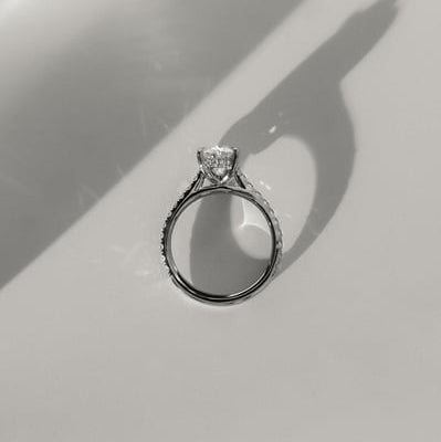 2 CT Oval Hidden Halo & Pave Moissanite Engagement Ring