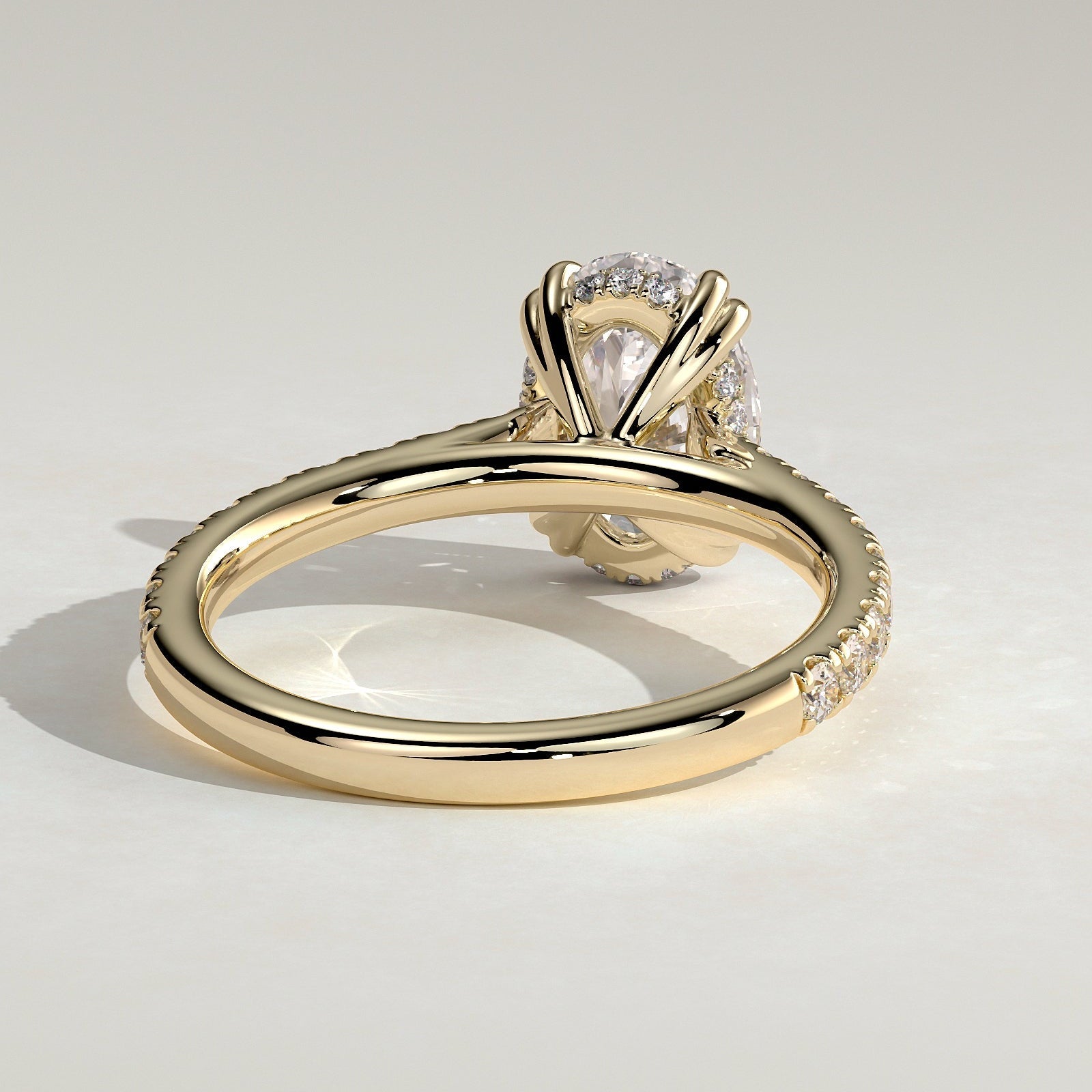 2 CT Oval Pave Moissanite Engagement Ring
