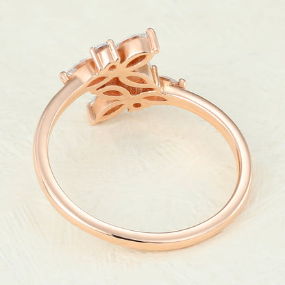0.53 TCW Marquise & Round Twig Style Moissanite Wedding Band