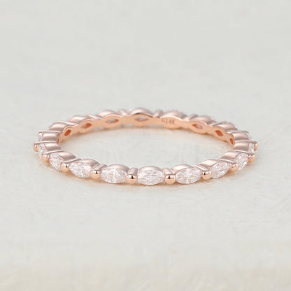 1.44 TCW Marquise Shaped Moissanite Full Eternity Wedding Band