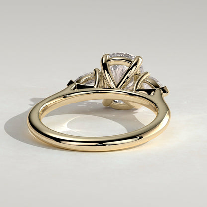 2 CT Elongated Cushion Trilogy Three Stone Moissanite Engagement Ring