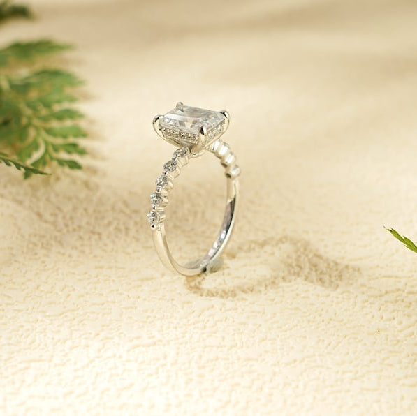 2.0 CT Emerald Pave Moissanite Engagement Ring