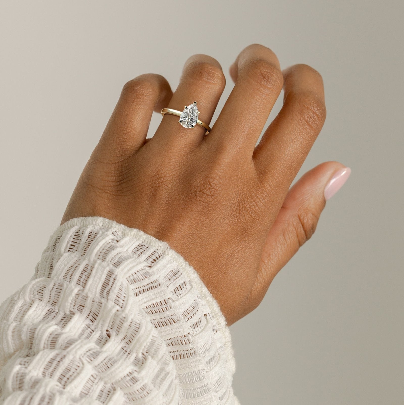 2 CT Pear Hidden Halo Moissanite Engagement Ring