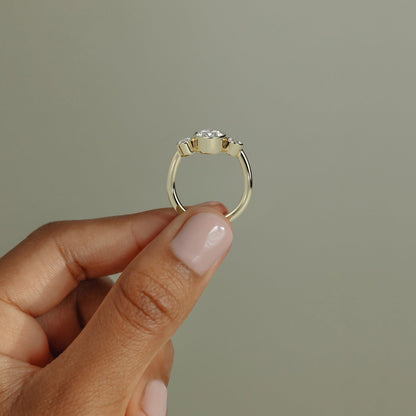 2 CT Oval Trilogy Three Stone Bezel Moissanite Engagement Ring