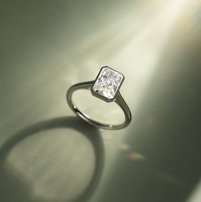 2 CT Radiant Bezel Solitaire Moissanite Engagement Ring