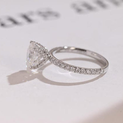 2.0 CT Pear Pave Moissanite Engagement Ring