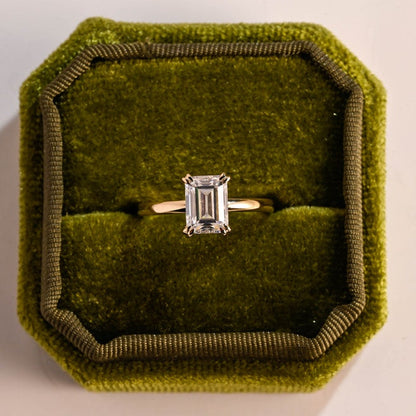 2.0 CT Emerald Solitaire Moissanite Engagement Ring