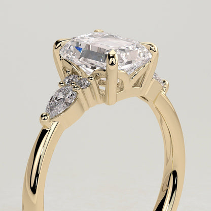 2 CT Emerald Cluster Side Stone Moissanite Engagement Ring