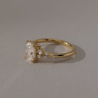 2 CT Elongated Cushion Cluster Moissanite Engagement Ring