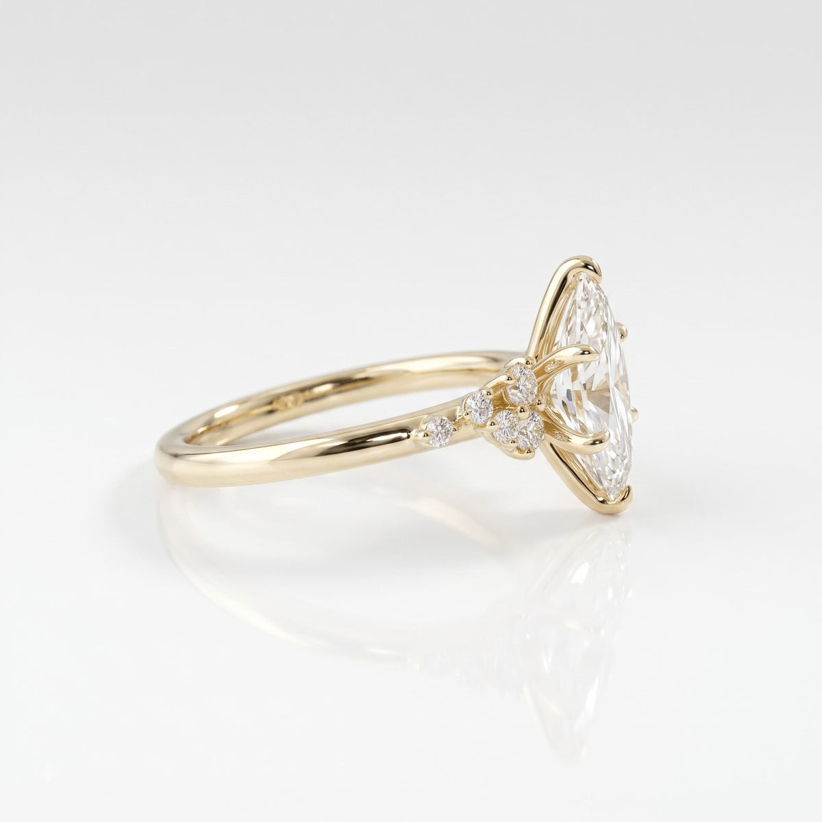 1.25 CT Marquise Cluster Moissanite Engagement Ring