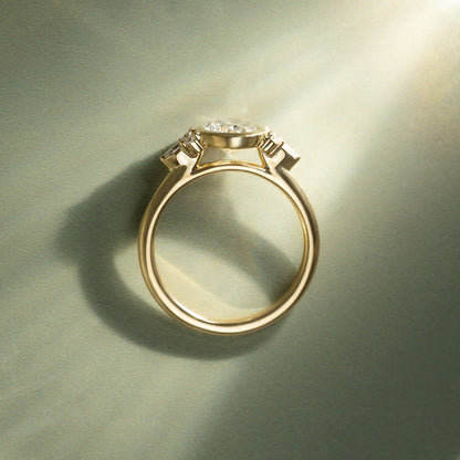 2 CT Oval Bezel Cluster Moissanite Engagement Ring