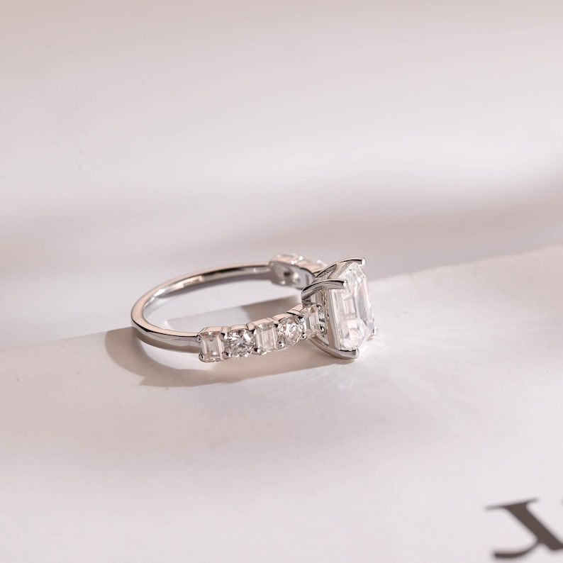 2.0 CT Emerald Pave Moissanite Engagement Ring