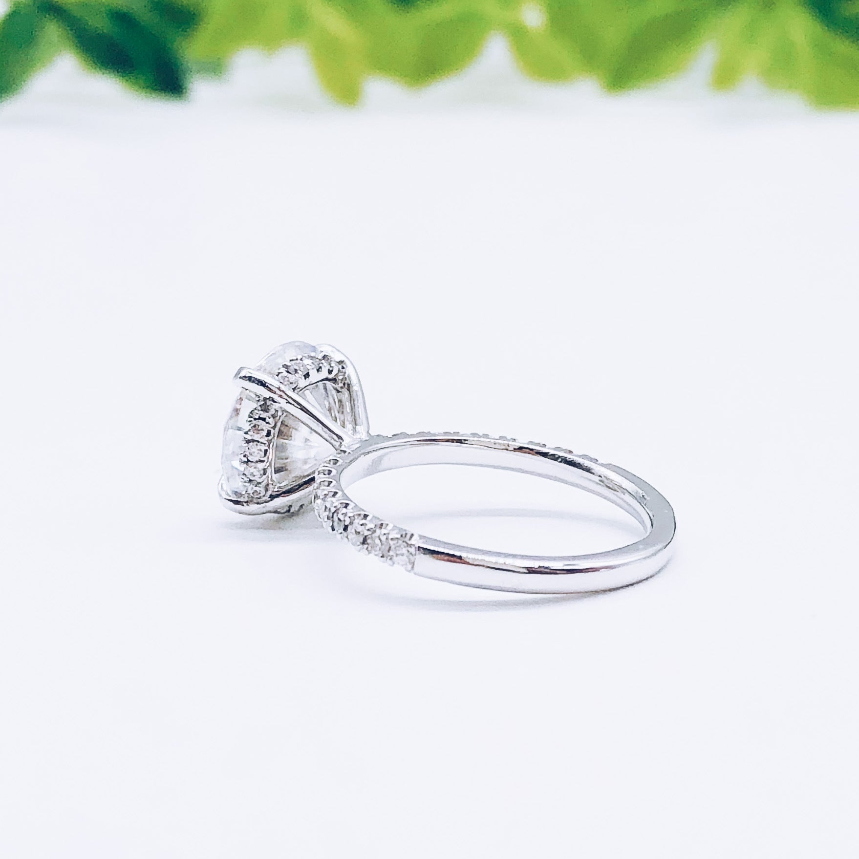 1.85 CT Round Pave Moissanite Engagement Ring