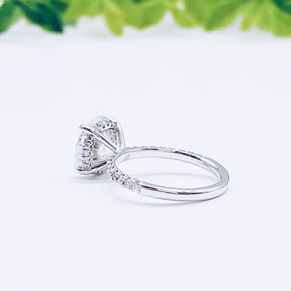 1.85 CT Round Pave Moissanite Engagement Ring