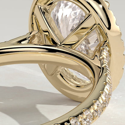 2 CT Oval Halo & Pave Moissanite Engagement Ring