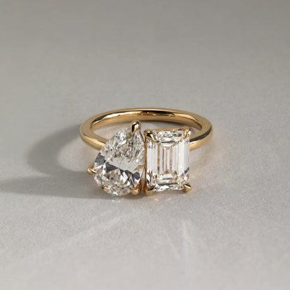 1 CT Pear Toi et Moi Moissanite Engagement Ring