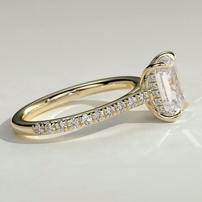 2 CT Emerald Pave Moissanite Engagement Ring