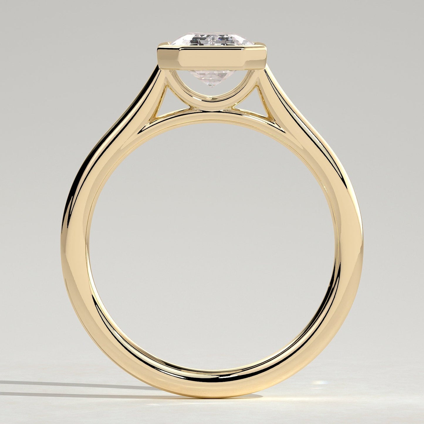 2 CT Emerald Bezel Solitaire Moissanite Engagement Ring