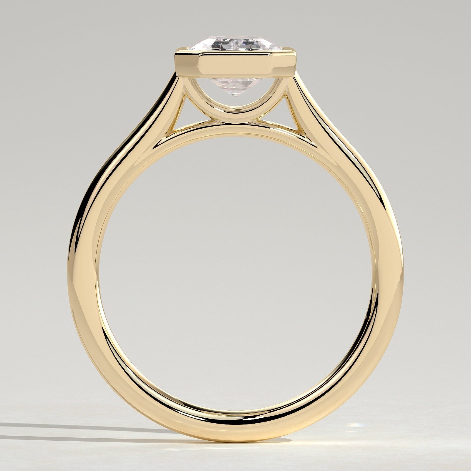 2 CT Emerald Bezel Solitaire Moissanite Engagement Ring