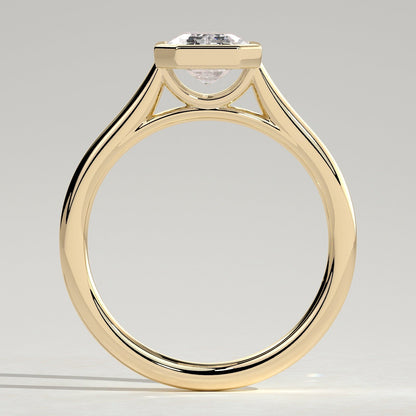 2 CT Emerald Bezel Solitaire Moissanite Engagement Ring