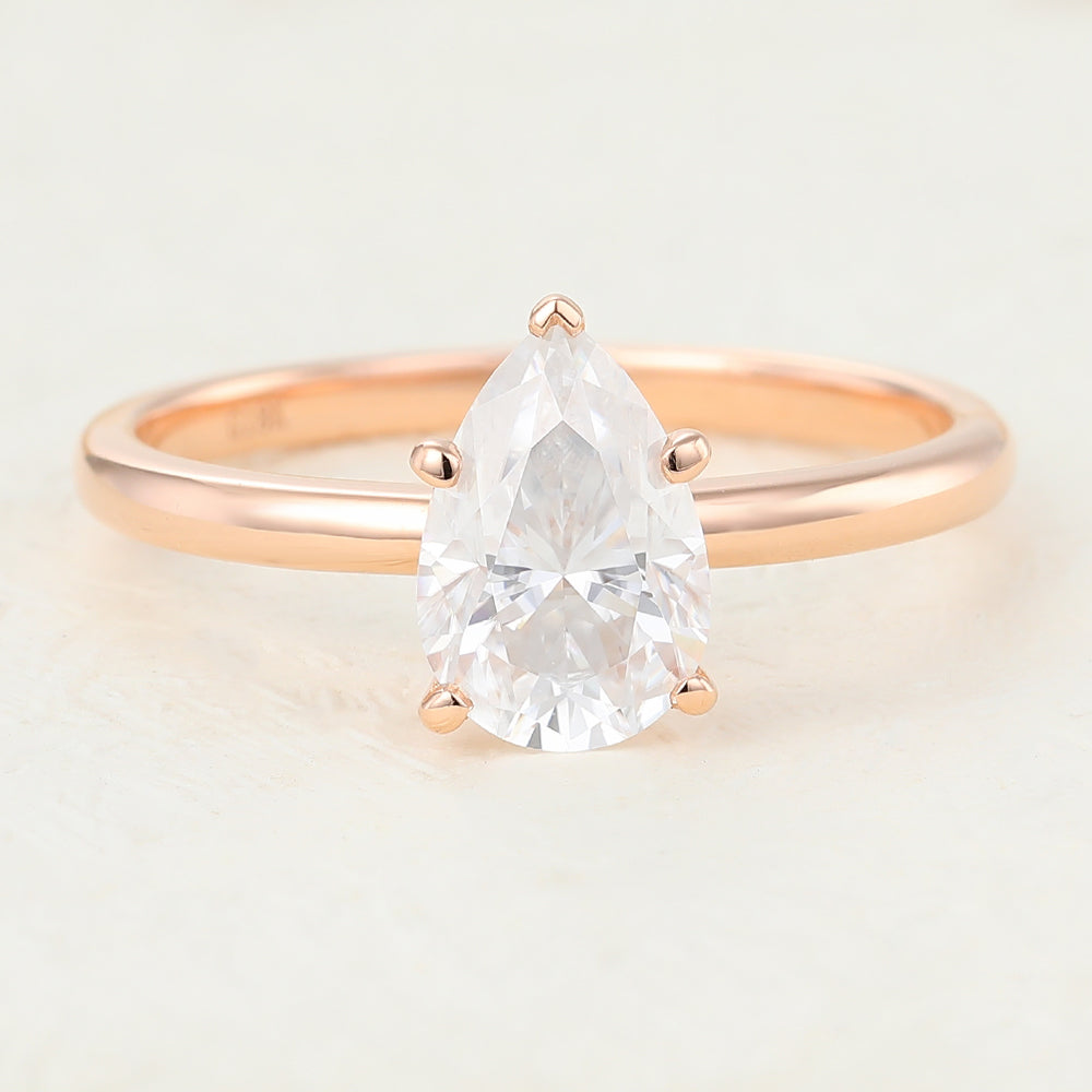 1.5 CT Pear Shaped Moissanite Engagement Ring In Solitaire Design