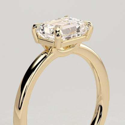2 CT East West Emerald Solitaire Moissanite Engagement Ring