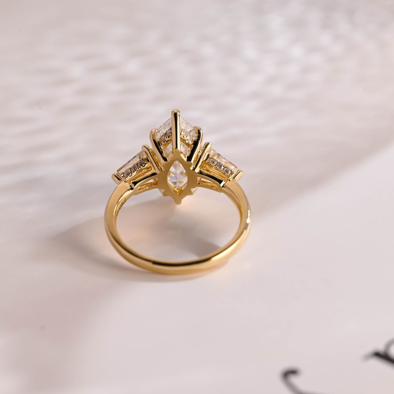 2.0 CT Marquise Three Stone Moissanite Engagement Ring