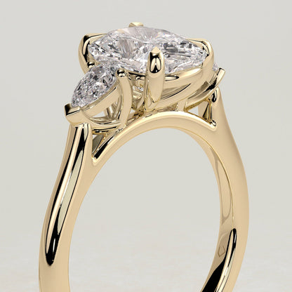 2 CT Elongated Cushion Trilogy Three Stone Moissanite Engagement Ring