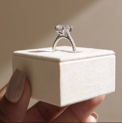 2 CT Pear Pave Moissanite Engagement Ring