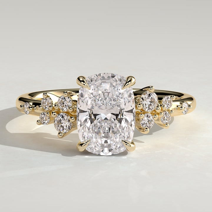 2 CT Elongated Cushion Cluster Moissanite Engagement Ring