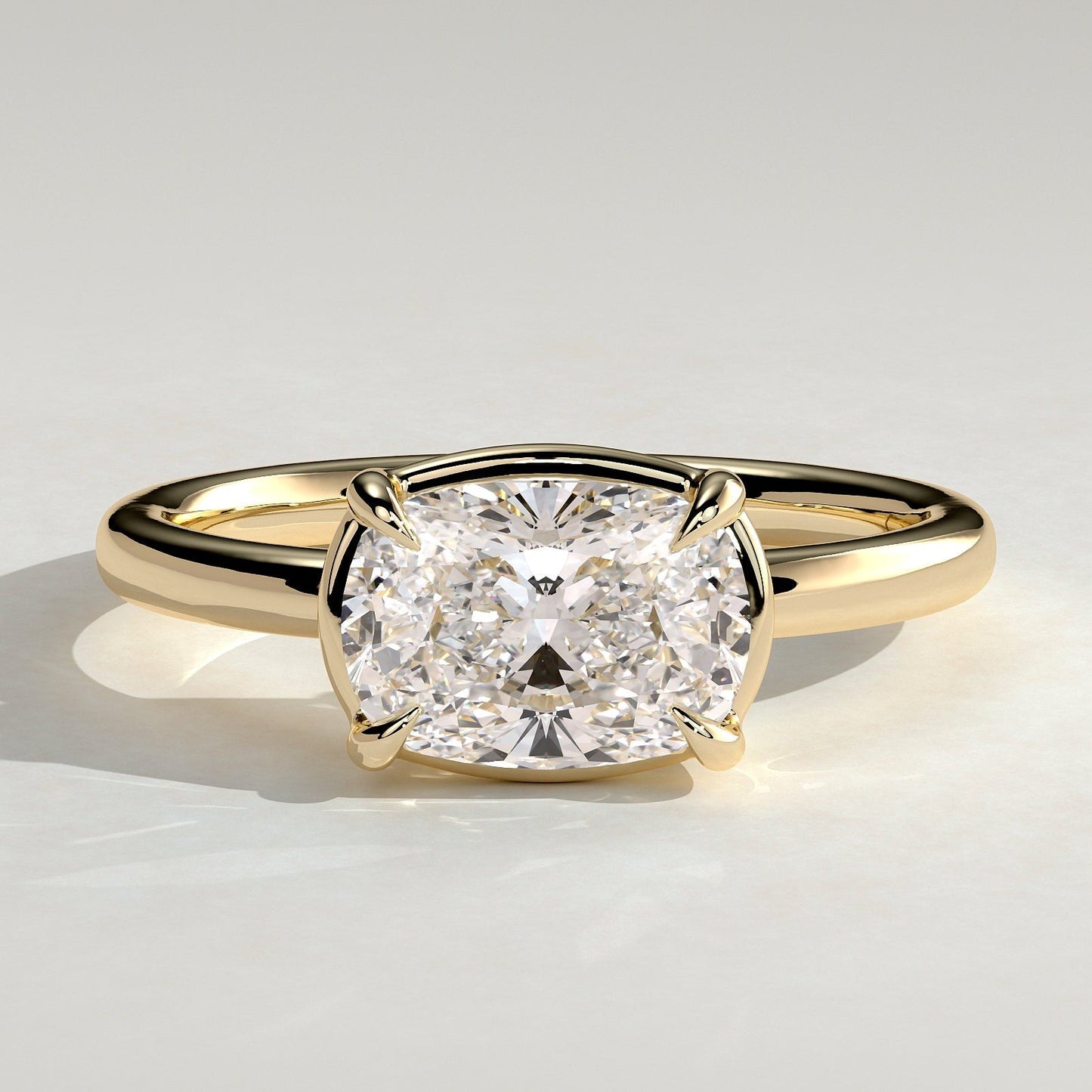 2 CT Elongated Cushion Solitaire Moissanite Engagement Ring